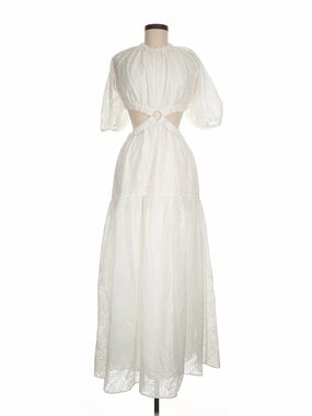 Ivory Cutout Maxi Dress with Ring Accent